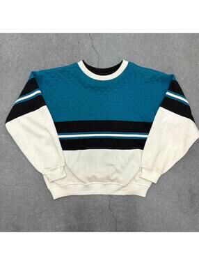 VNTG Activewear Color Block Quilted Crewneck Sweater